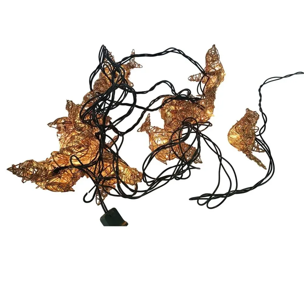 10 Elegant Gold Woven Bird String Holiday Christmas Tree Lights Decor TESTED